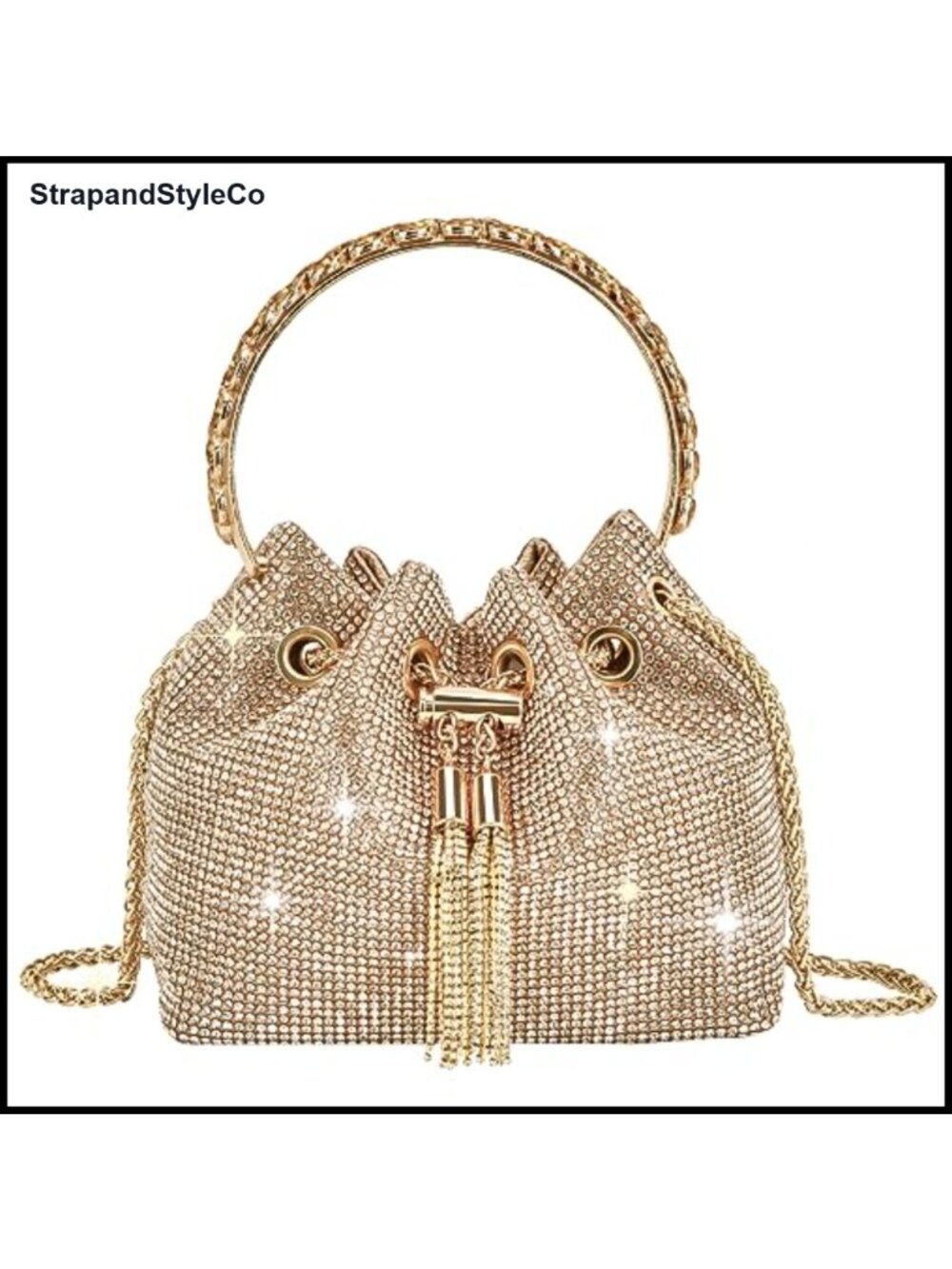Rhinestone Evening Clutch Sparkly Diamond Purse with Chain Strap